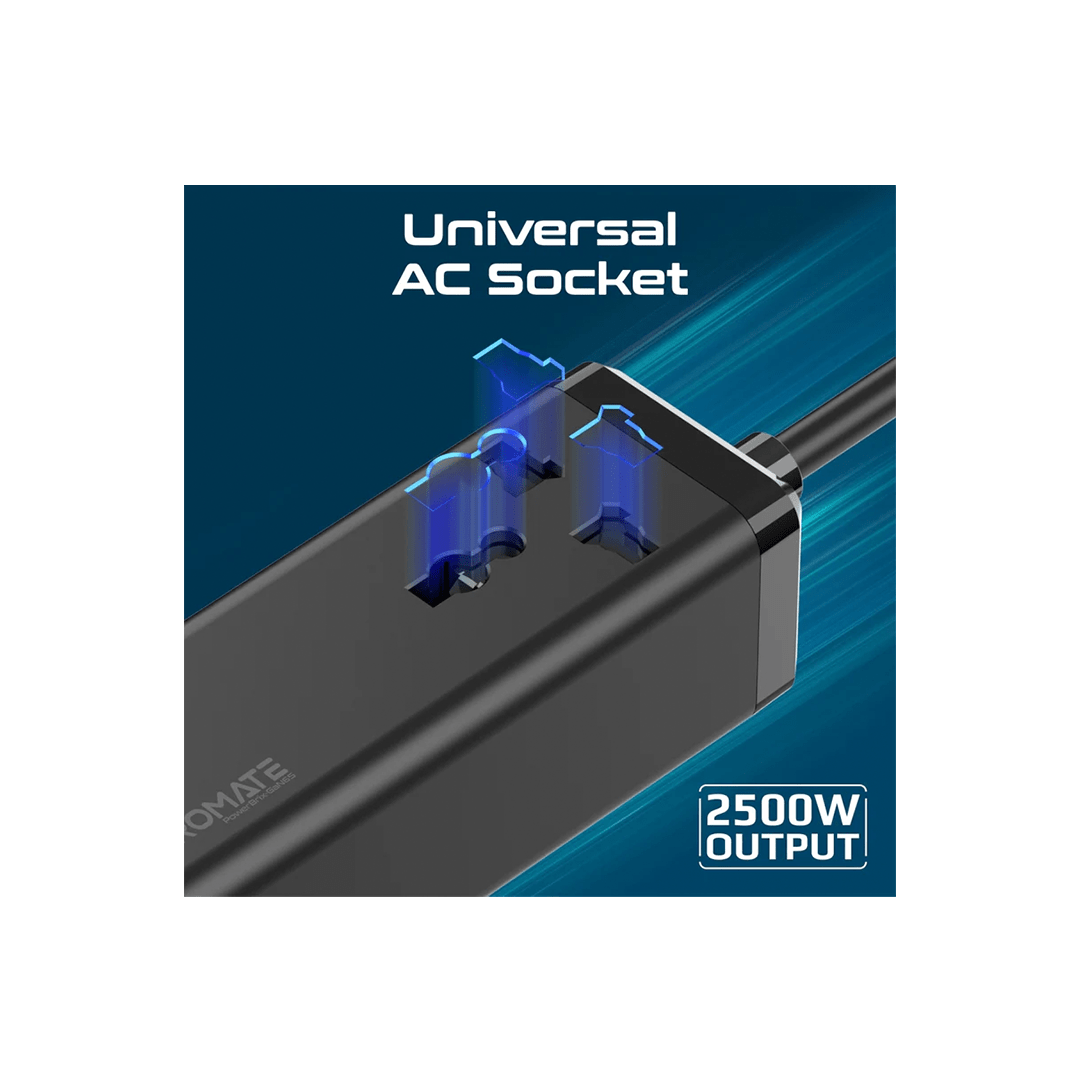 Promate PowerBrix-GaN65 65W GaNFast™ Multi-Port Power Strip with Universal AC Socket in Qatar Promate PowerBrix-GaN65 65W GaNFast™ Multi-Port Power Strip with Universal AC Socket in Qatar